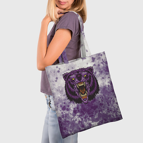 Сумка-шоппер Фиолетовый медведь голова / 3D-принт – фото 3
