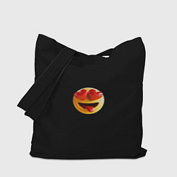 Сумка-шопер Объемный влюблённый смайл улыбка с языком черном, цвет: 3D-принт