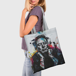 Сумка-шопер Илон Маск граффити портрет на серой стене, цвет: 3D-принт — фото 2