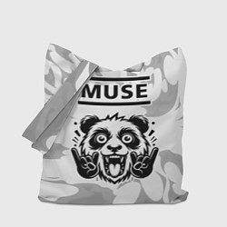 Сумка-шопер Muse рок панда на светлом фоне, цвет: 3D-принт