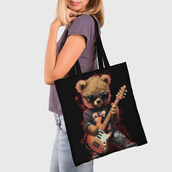 Сумка-шопер Плюшевый медведь музыкант с гитарой, цвет: 3D-принт — фото 2