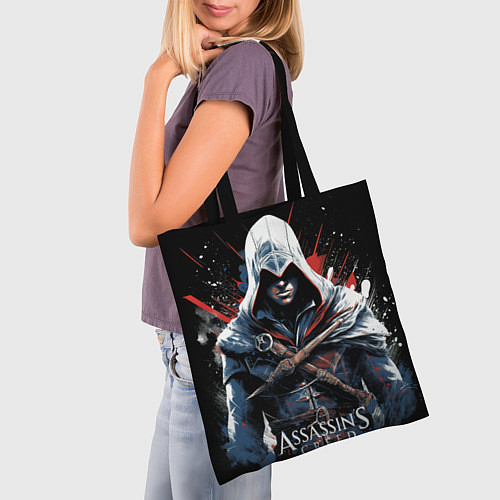 Сумка-шоппер Assassins creed мазки красок / 3D-принт – фото 3