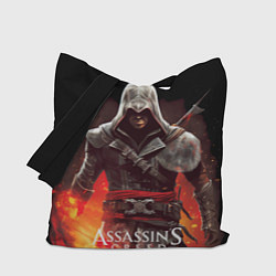 Сумка-шопер Assassins creed огненный фон вокруг, цвет: 3D-принт