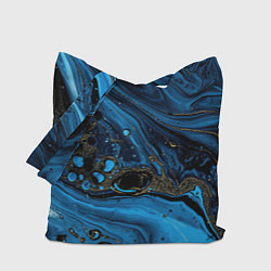 Сумка-шопер Черные и синие сияющие волны, цвет: 3D-принт