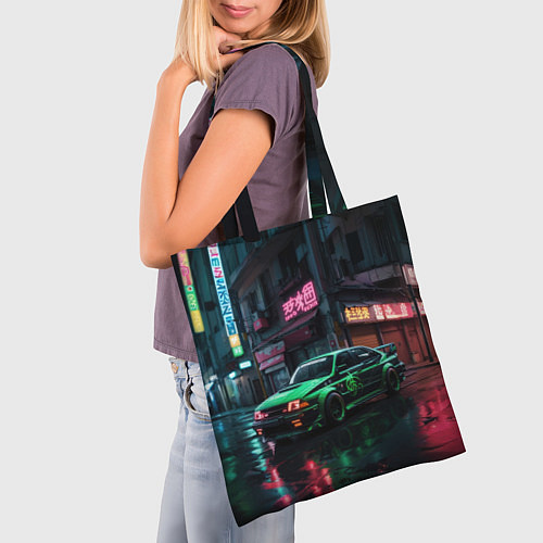 Сумка-шоппер Изумрудный автомобиль / 3D-принт – фото 3