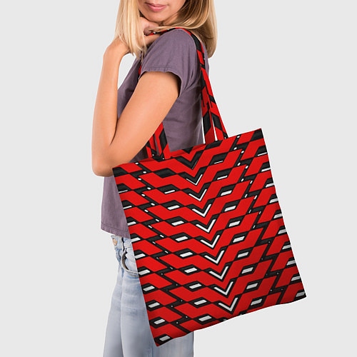 Сумка-шоппер Красная броня с белыми прорезями / 3D-принт – фото 3