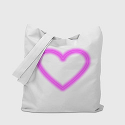 Сумка-шопер Неоновое сиреневое сердце, цвет: 3D-принт