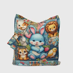 Сумка-шопер Funny hare and his friends - patchwork, цвет: 3D-принт