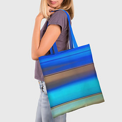 Сумка-шопер Голубые и коричневые полосы, цвет: 3D-принт — фото 2