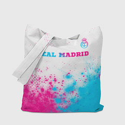 Сумка-шопер Real Madrid neon gradient style посередине, цвет: 3D-принт