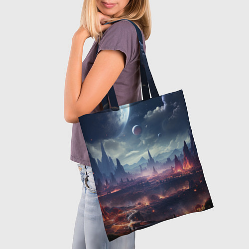 Сумка-шоппер Фантастическая планета внутри космоса / 3D-принт – фото 3