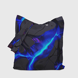 Сумка-шопер Темный синий неон из разлома плит, цвет: 3D-принт