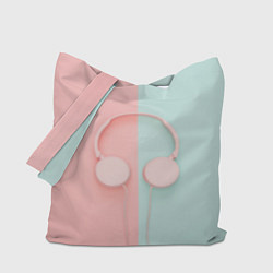 Сумка-шопер Двухцветные голубые и розовые наушники, цвет: 3D-принт