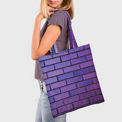 Сумка-шопер Кирпичная стена фиолетовый паттерн, цвет: 3D-принт — фото 2