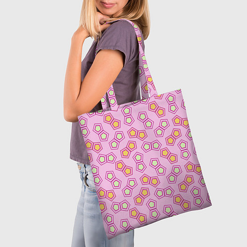 Сумка-шоппер Мозаика на розовом / 3D-принт – фото 3