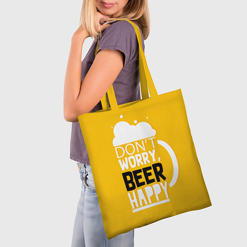Сумка-шоппер Dont worry be happy - beer / 3D-принт – фото 3