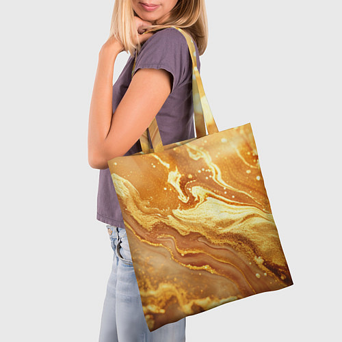 Сумка-шоппер Жидкое золото текстура / 3D-принт – фото 3
