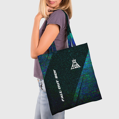 Сумка-шоппер Fall Out Boy glitch blue / 3D-принт – фото 3