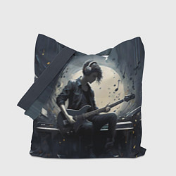 Сумка-шопер Играющий на гитаре в свете Луны музыкант, цвет: 3D-принт