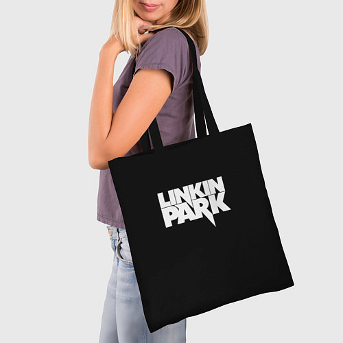Сумка-шоппер Lnkin park logo white / 3D-принт – фото 3