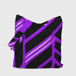 Сумка-шопер Чёрно-белые полосы на фиолетовом фоне, цвет: 3D-принт