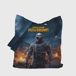 Сумка-шопер PUBG персонаж в ночном городе, цвет: 3D-принт