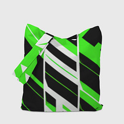 Сумка-шоппер Black and green stripes on a white background