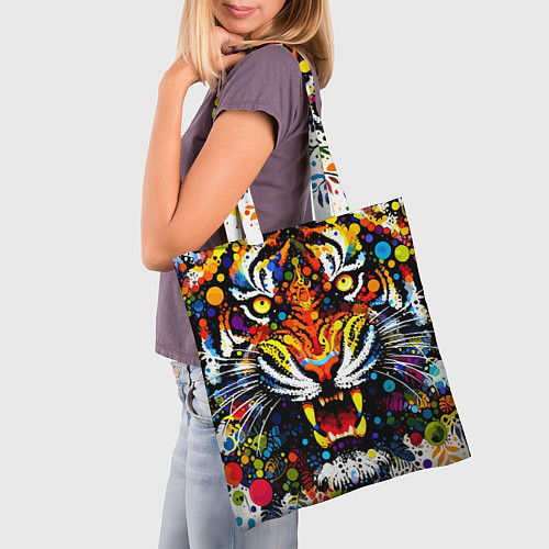 Сумка-шоппер Орнаментальный тигр - нейросеть / 3D-принт – фото 3