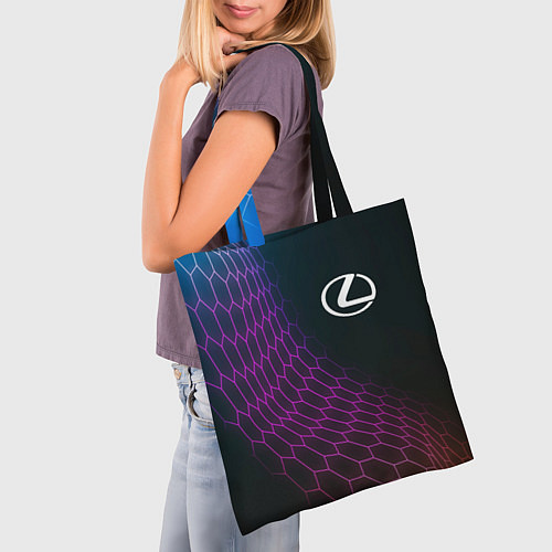Сумка-шоппер Lexus neon hexagon / 3D-принт – фото 3