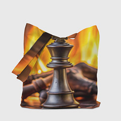 Сумка-шопер Шахматы - король на фоне огня, цвет: 3D-принт