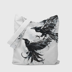 Сумка-шопер Два каллиграфических ворона, цвет: 3D-принт