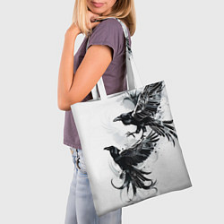 Сумка-шопер Два каллиграфических ворона, цвет: 3D-принт — фото 2