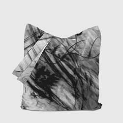 Сумка-шопер Серый абстрактный серо-черный шрих, цвет: 3D-принт