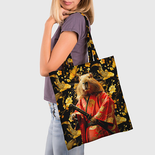 Сумка-шоппер Капибара самурай / 3D-принт – фото 3