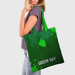 Сумка-шопер Green Day - green gradient по-центру, цвет: 3D-принт — фото 2