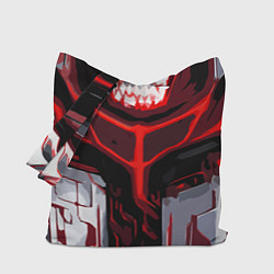 Сумка-шопер Red stripes on a black and white background, цвет: 3D-принт