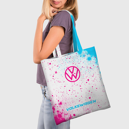 Сумка-шоппер Volkswagen neon gradient style по-центру / 3D-принт – фото 3