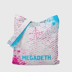 Сумка-шопер Megadeth neon gradient style по-центру, цвет: 3D-принт