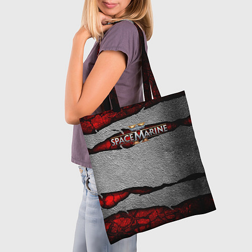 Сумка-шоппер Warhammer space marine 2 лого / 3D-принт – фото 3