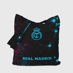 Сумка-шопер Real Madrid - neon gradient по-центру, цвет: 3D-принт