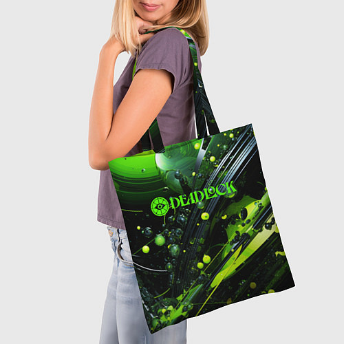 Сумка-шоппер Deadlock logo зеленая абстракция / 3D-принт – фото 3