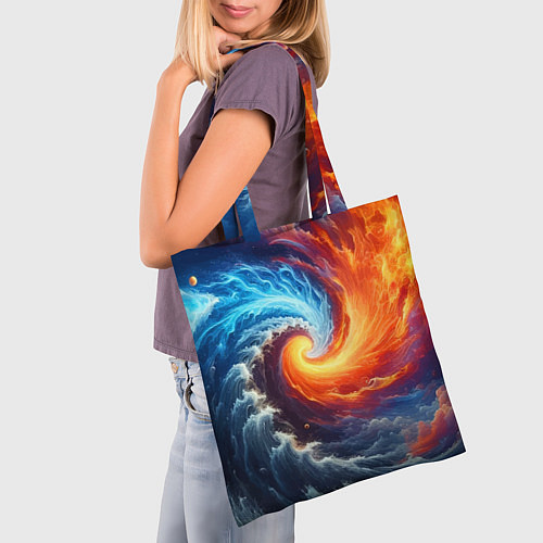 Сумка-шоппер Столкновение двух стихий - инь янь / 3D-принт – фото 3