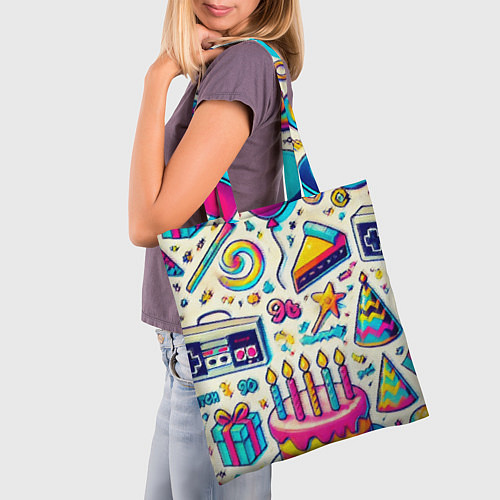 Сумка-шоппер Праздник 90х игры сладости и ностальгия / 3D-принт – фото 3