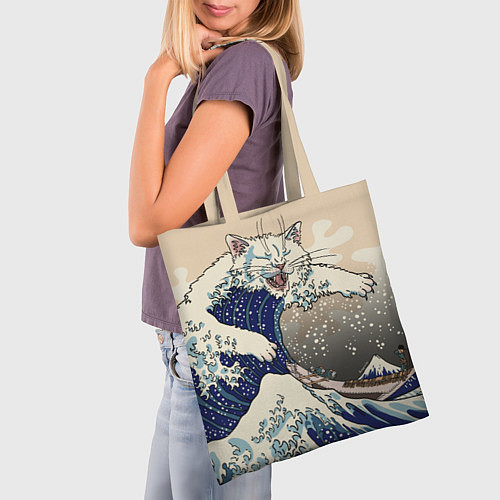 Сумка-шоппер Большой котик в Канагаве / 3D-принт – фото 3