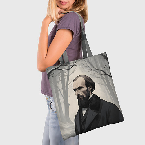 Сумка-шоппер Достоевский зимняя аллея / 3D-принт – фото 3