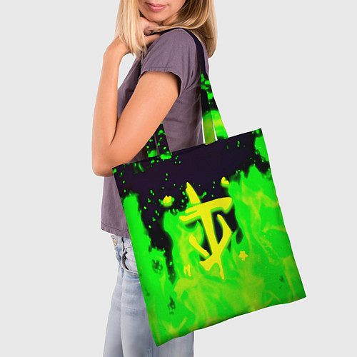 Сумка-шоппер Doom кислотный огонь лого / 3D-принт – фото 3