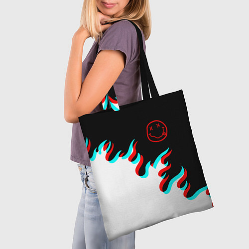 Сумка-шоппер Нирвана глитч огонь / 3D-принт – фото 3