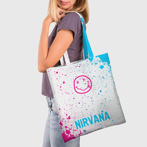 Сумка-шоппер Nirvana neon gradient style по-центру / 3D-принт – фото 3