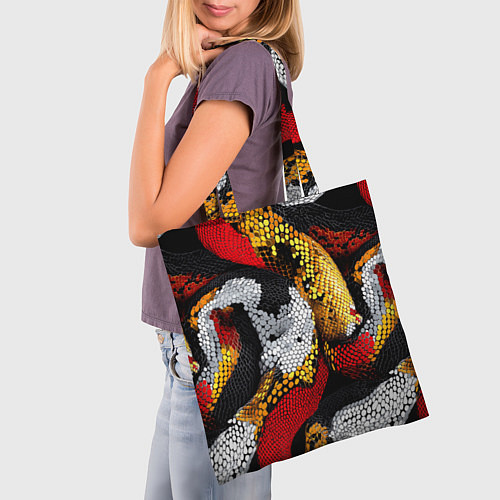 Сумка-шоппер Яркий змеиный паттерн / 3D-принт – фото 3