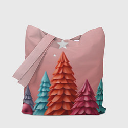 Сумка-шопер Новогодние ели, цвет: 3D-принт